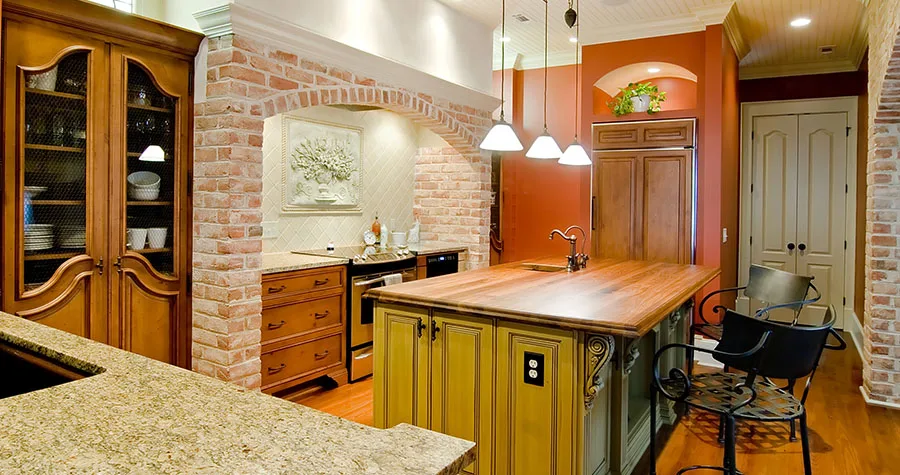 Polishing countertops during kitchen remodeling